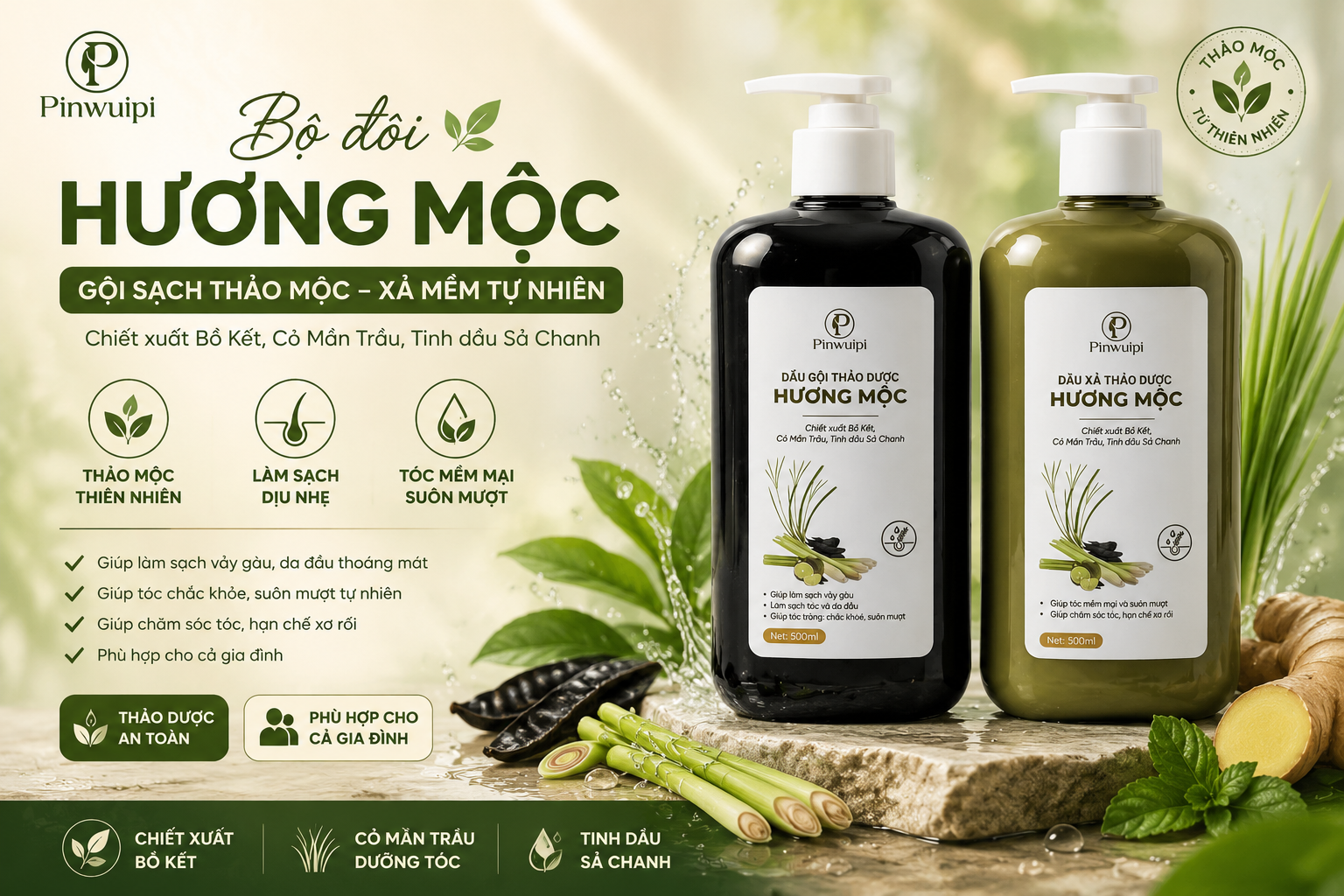 Bộ Đôi Gội Xả Thảo Dược Phục Hồi Hư Tổn, Hỗ Trợ Giảm Rụng